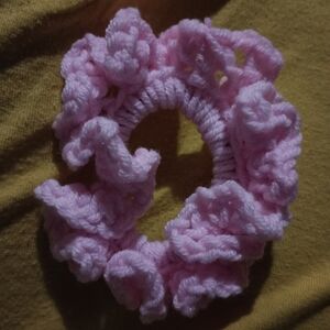 3 *Bubblegum* Pink Crochet Hair Scrunchies Set